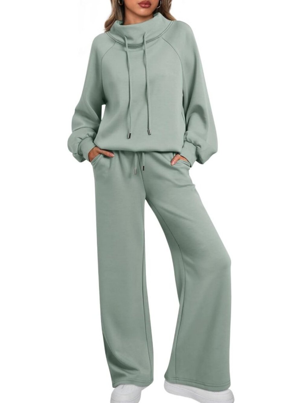 Cozy Women's Mock Neck 2-Piece Lounge Set | Stylish Fall Fashion Outfit